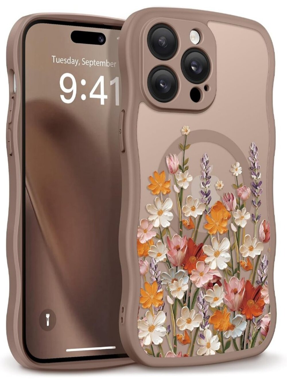 iPhone 14 Pro Primrose/Brown Compatible with MagSafe Floral Translucent Case